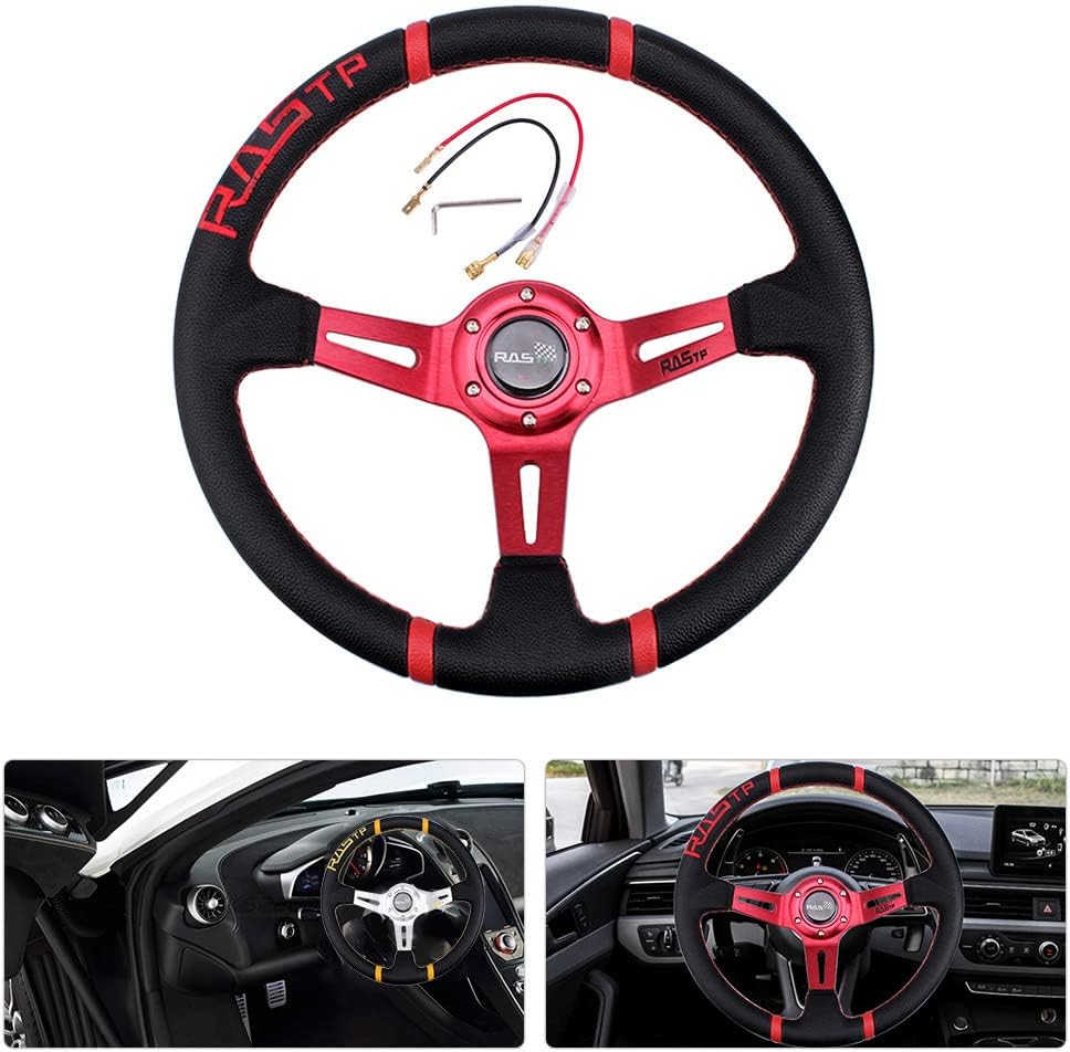 紺×赤 送料無料 ディープステアリング ROWEN 刺繍入り ホーンボタン